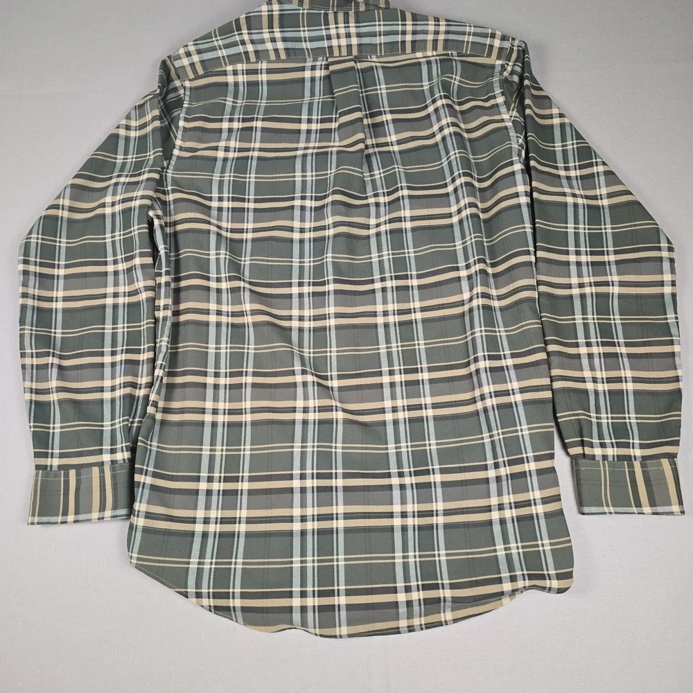 Polo Ralph Lauren Mens Classic Fit Performance Long Sleeve Oxford Green Plaid